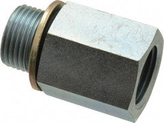 Voss - 3/8 Male Thread x 3/8 Female Thread, Zinc Plated Carbon Steel Industrial Pipe Adapter - MBSPP x FNPT - Industrial Tool & Supply