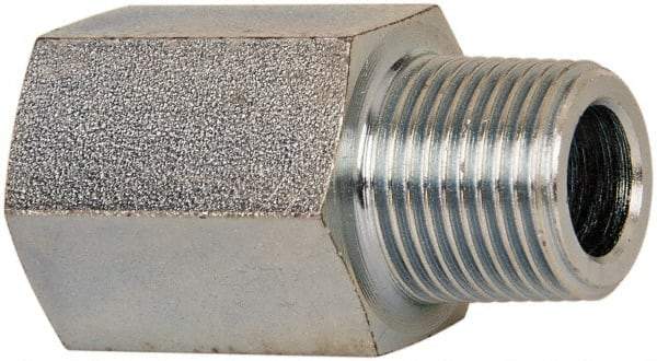 Voss - 3/8 Male Thread x 3/8 Female Thread, Zinc Plated Carbon Steel Industrial Pipe Adapter - MBSPT x FNPT - Industrial Tool & Supply