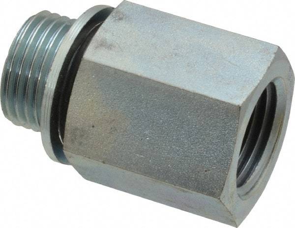 Voss - 1/2 Male Thread x 1/2 Female Thread, Zinc Plated Carbon Steel Industrial Pipe Adapter - MBSPP x FNPT - Industrial Tool & Supply