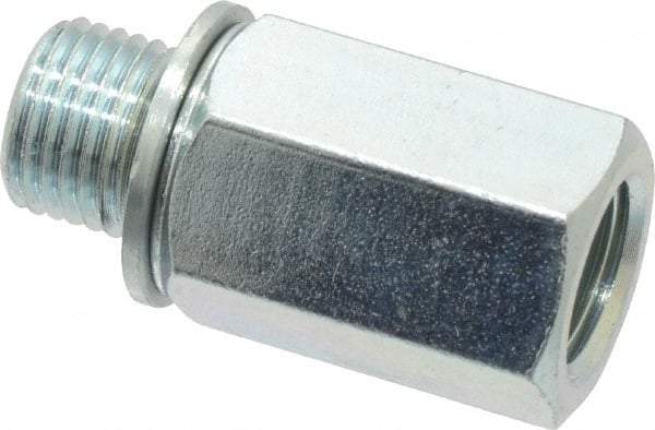 Voss - M10x1 Male Thread x 1/8 Female Thread, Zinc Plated Carbon Steel Industrial Pipe Adapter - Male Metric x FNPT - Industrial Tool & Supply