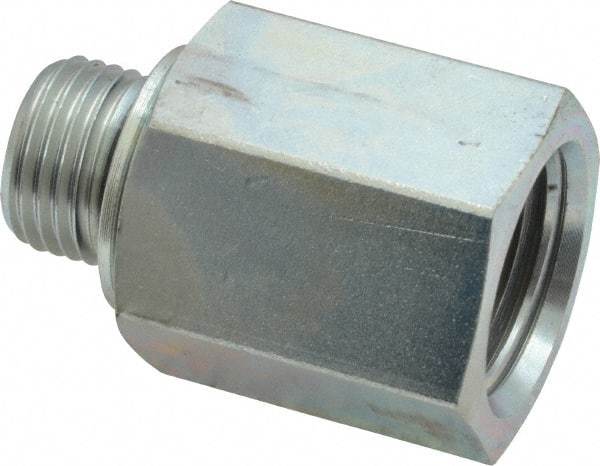 Voss - M16x1.5 Male Thread x 1/2 Female Thread, Zinc Plated Carbon Steel Industrial Pipe Adapter - Male Metric x FNPT - Industrial Tool & Supply
