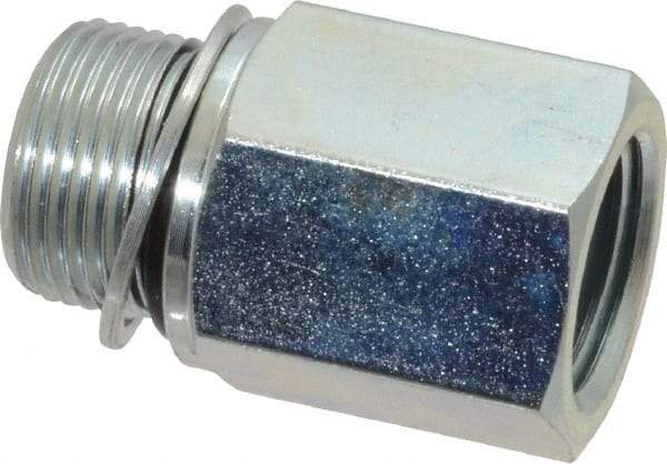 Voss - M22x1.5 Male Thread x 1/2 Female Thread, Zinc Plated Carbon Steel Industrial Pipe Adapter - Male Metric x FNPT - Industrial Tool & Supply