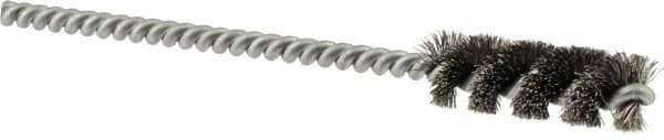 Brush Research Mfg. - 7/16" Diam Steel Tube Brush - 0.006" Filament Diam, 1-1/4" Brush Length, 4-1/2" OAL - Industrial Tool & Supply