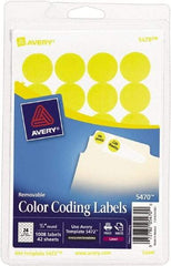 AVERY - 3/4" Wide x 3/4" Long, Neon Yellow Paper Color Coding Labels - For Laser/Inkjet Printers - Industrial Tool & Supply