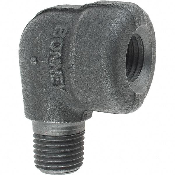 Made in USA - Size 1/4", Class 3,000, Forged Carbon Steel Black Pipe 90° Street Elbow - 3,000 psi, Threaded End Connection - Industrial Tool & Supply