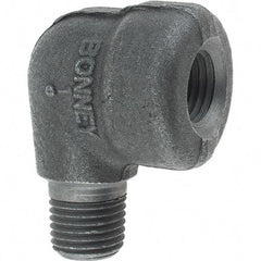 Made in USA - Size 1/4", Class 3,000, Forged Carbon Steel Black Pipe 90° Street Elbow - 3,000 psi, Threaded End Connection - Industrial Tool & Supply