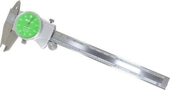 Mitutoyo - 0mm to 6" Range, 0.001" Graduation, 0.1" per Revolution, Dial Caliper - Green Face, 1-9/16" Jaw Length, Accurate to 0.0010" - Industrial Tool & Supply