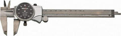 Mitutoyo - 0mm to 6" Range, 0.001" Graduation, 0.1" per Revolution, Dial Caliper - Black Face, 1-9/16" Jaw Length, Accurate to 0.0010" - Industrial Tool & Supply