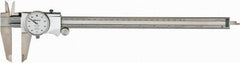 Mitutoyo - 0mm to 12" Range, 0.001" Graduation, 0.1" per Revolution, Dial Caliper - White Face, 2-1/2" Jaw Length, Accurate to 0.0020" - Industrial Tool & Supply
