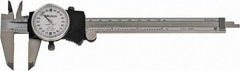 Mitutoyo - 0mm to 6" Range, 0.001" Graduation, 0.2" per Revolution, Dial Caliper - White Face, 1-9/16" Jaw Length, Accurate to 0.0010" - Industrial Tool & Supply