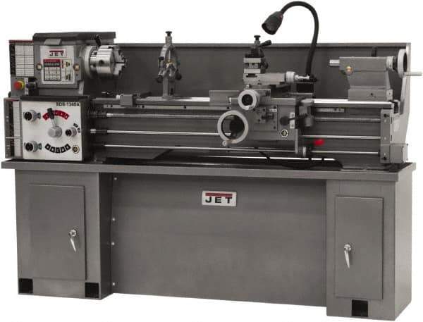 Jet - 13" Swing, 40" Between Centers, 230 Volt, Single Phase Bench Lathe - 5MT Taper, 2 hp, 60 to 1,240 RPM, 1-3/8" Bore Diam, 32" Deep x 45" High x 71" Long - Industrial Tool & Supply