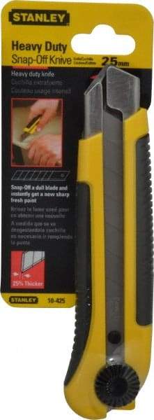 Stanley - Snap Utility Knife - 5-7/16" Blade, Yellow & Black ABS/Rubber Handle, 1 Blade Included - Industrial Tool & Supply