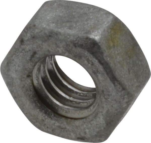 Value Collection - 1/4-20 UNC Steel Right Hand Hex Nut - 7/16" Across Flats, 7/32" High, Hot Dipped Galvanized Finish - Industrial Tool & Supply