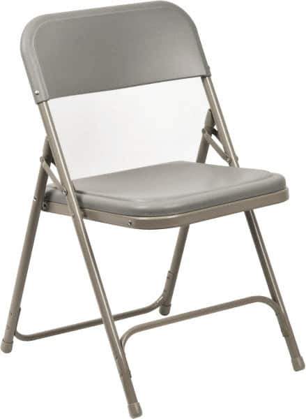 NPS - 18-3/4" Wide x 16-1/4" Deep x 29-3/4" High, Steel Folding Chair with Plastic Seat & Back - Gray with Gray Frame - Industrial Tool & Supply