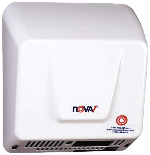 World Dryer - 1000 Watt White Finish Electric Hand Dryer - 120/208/240 Volts, 8 Amps, 9-1/4" Wide x 9-3/4" High x 4" Deep - Industrial Tool & Supply