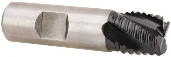 Hertel - 1/4" Diam, Coarse Pitch, 1/4" LOC, 4 Flute Cobalt Roughing Square End Mill - TiAlN Finish, 2-1/16" OAL, 3/8" Shank Diam, Single End, Centercutting, 30° Helix - Industrial Tool & Supply