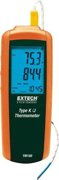Extech - -328 to 2,501°F Digital Thermometer - LCD Display, K, J Thermocouple Sensor, 9V Battery Power - Industrial Tool & Supply