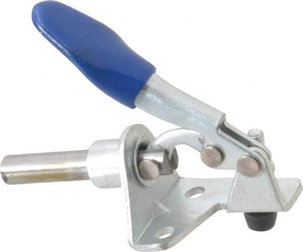 Gibraltar - 100 Lb Load Capacity, Flanged Base, Carbon Steel, Standard Straight Line Action Clamp - 3 Mounting Holes, 0.18" Mounting Hole Diam, 1/4" Plunger Diam, Thumb Handle - Industrial Tool & Supply
