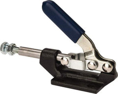 Gibraltar - 600 Lb Load Capacity, Flanged Base, Carbon Steel, Standard Straight Line Action Clamp - 0.22" Mounting Hole Diam, 0.43" Plunger Diam, Straight Handle - Industrial Tool & Supply