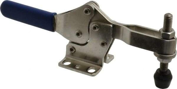 Gibraltar - 600 Lb Holding Capacity, Horizontal Handle, Manual Hold Down Toggle Clamp - 56° Handle Movement, 91° Bar Opening, U-Bar, Flanged Base, Electro-Plated Zinc, Stainless Steel - Industrial Tool & Supply
