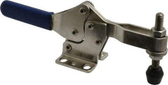 Gibraltar - 600 Lb Holding Capacity, Horizontal Handle, Manual Hold Down Toggle Clamp - 56° Handle Movement, 91° Bar Opening, U-Bar, Flanged Base, Electro-Plated Zinc, Stainless Steel - Industrial Tool & Supply