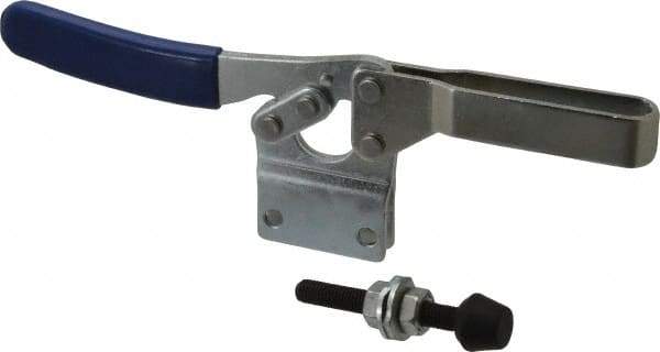 Gibraltar - 750 Lb Holding Capacity, Horizontal Handle, Manual Hold Down Toggle Clamp - 70° Handle Movement, 92° Bar Opening, U-Bar, Straight Base, Electro-Plated Zinc, Carbon Steel - Industrial Tool & Supply