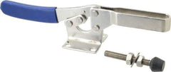 Gibraltar - 850 Lb Holding Capacity, Horizontal Handle, Manual Hold Down Toggle Clamp - 70° Handle Movement, 92° Bar Opening, U-Bar, Flanged Base, Electro-Plated Zinc, Stainless Steel - Industrial Tool & Supply