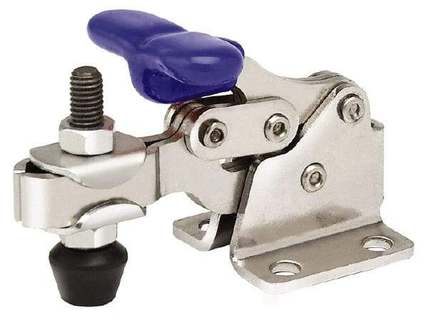Gibraltar - 750 Lb Holding Capacity, Horizontal Handle, Manual Hold Down Toggle Clamp - 168° Handle Movement, 90° Bar Opening, U-Bar, Flanged Base, Electro-Plated Zinc, Stainless Steel - Industrial Tool & Supply