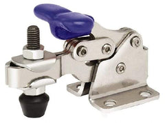 Gibraltar - 750 Lb Holding Capacity, Horizontal Handle, Manual Hold Down Toggle Clamp - 168° Handle Movement, 90° Bar Opening, U-Bar, Flanged Base, Electro-Plated Zinc, Stainless Steel - Industrial Tool & Supply