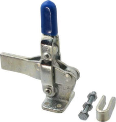 Gibraltar - 600 Lb Holding Capacity, Vertical Handle, Manual Hold Down Toggle Clamp - 66° Handle Movement, 75° Bar Opening, Solid Bar, Flanged Base, Electro-Plated Zinc, Carbon Steel - Industrial Tool & Supply