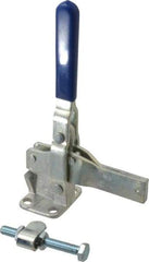 Gibraltar - 1,400 Lb Holding Capacity, Vertical Handle, Manual Hold Down Toggle Clamp - 66° Handle Movement, 78° Bar Opening, Solid Bar, Flanged Base, Electro-Plated Zinc, Carbon Steel - Industrial Tool & Supply