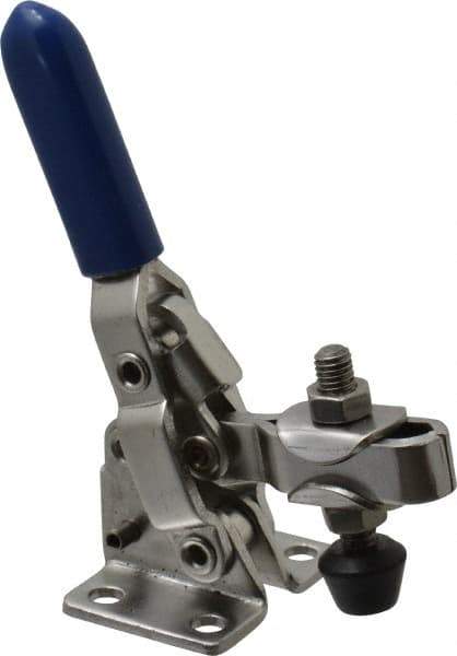 Gibraltar - 250 Lb Holding Capacity, Vertical Handle, Manual Hold Down Toggle Clamp - 65° Handle Movement, 105° Bar Opening, U-Bar, Flanged Base, Electro-Plated Zinc, Stainless Steel - Industrial Tool & Supply