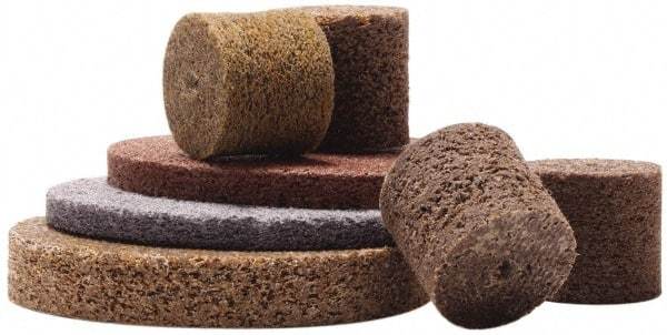 Merit Abrasives - 2" Diam, 1/2" Face Width, 1/4" Center Hole, Fine Grade, Aluminum Oxide Deburring Wheel - Unitized, Medium Density 6 Grade, 22,000 RPM - Industrial Tool & Supply