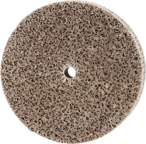 Merit Abrasives - 3" Diam, 1/2" Face Width, 1/4" Center Hole, Medium Grade, Aluminum Oxide Deburring Wheel - Unitized, Hard Density 8 Grade, 18,000 RPM - Industrial Tool & Supply