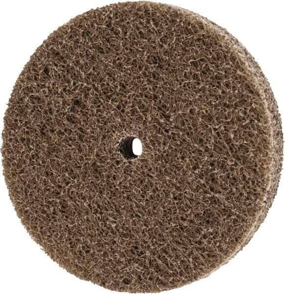 Merit Abrasives - 3" Diam, 1/2" Face Width, 1/4" Center Hole, Fine Grade, Aluminum Oxide Deburring Wheel - Unitized, Soft Density 2 Grade, 18,000 RPM - Industrial Tool & Supply