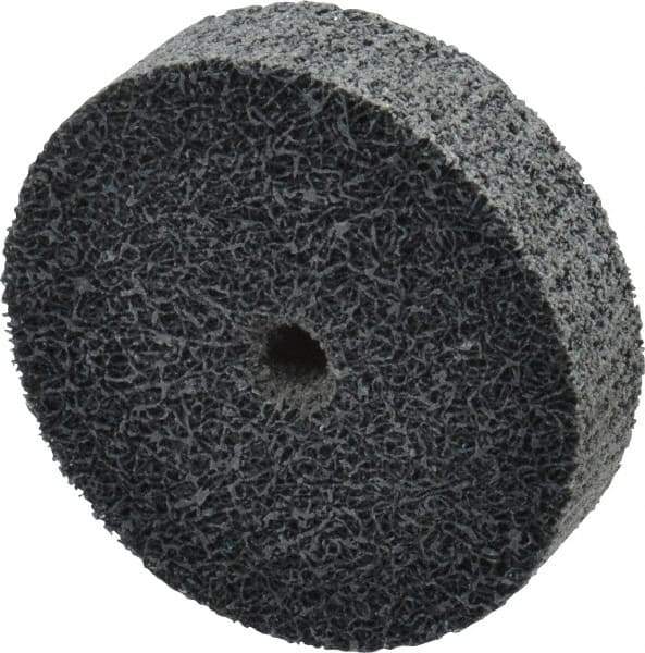 Merit Abrasives - 2" Diam, 1/2" Face Width, 1/4" Center Hole, Fine Grade, Silicon Carbide Deburring Wheel - Unitized, Medium Density 6 Grade, 22,000 RPM - Industrial Tool & Supply