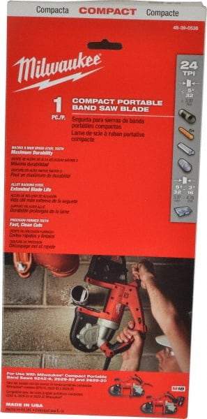 Milwaukee Tool - 2' 11-3/8" Long x 0.02" Thick, 24 Teeth per Inch, Portable Band Saw Blade - Bi-Metal Blade, High Speed Steel Teeth, Toothed Edge - Industrial Tool & Supply