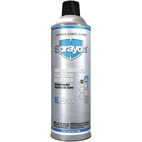 Sprayon - 18 Ounce Aerosol Electrical Grade Cleaner/Degreaser - 15,000 Volt Dielectric Strength, Nonflammable, Food Grade, Plastic Safe - Industrial Tool & Supply