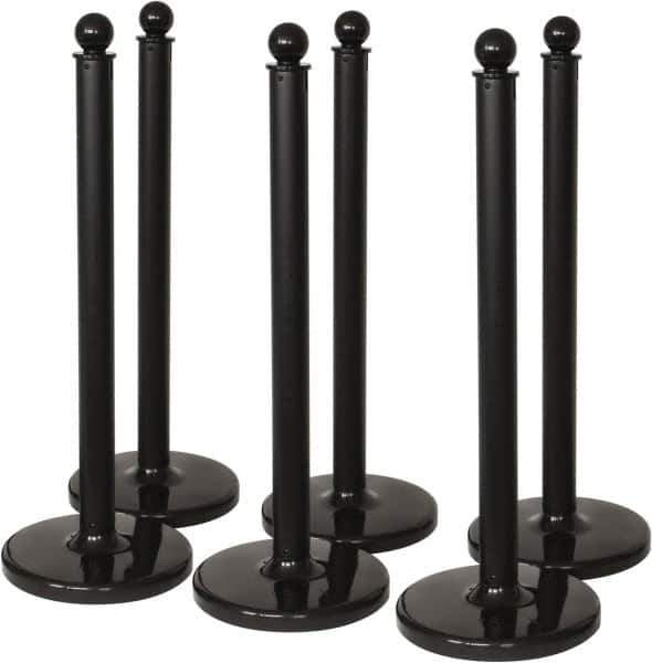 PRO-SAFE - 40" High, 2-1/2" Pole Diam, Warning Post - 14" Base Diam, Black Plastic Post - Industrial Tool & Supply