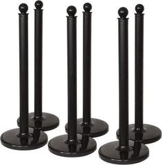 PRO-SAFE - 40" High, 2-1/2" Pole Diam, Warning Post - 14" Base Diam, Black Plastic Post - Industrial Tool & Supply
