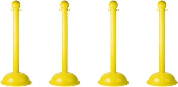 PRO-SAFE - 41" High, 3" Pole Diam, Warning Post - 16" Base Diam, Yellow Plastic Post - Industrial Tool & Supply