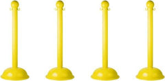 PRO-SAFE - 41" High, 3" Pole Diam, Warning Post - 16" Base Diam, Yellow Plastic Post - Industrial Tool & Supply