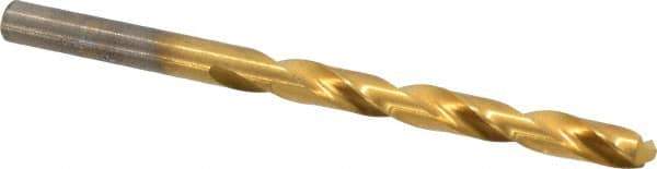 Hertel - Letter J 118° High Speed Steel Jobber Drill - TiN Finish, Right Hand Cut, Spiral Flute, Straight Shank, 4-1/8" OAL, Standard Point - Industrial Tool & Supply