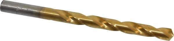 Hertel - Letter R 118° High Speed Steel Jobber Drill - TiN Finish, Right Hand Cut, Spiral Flute, Straight Shank, 4-3/4" OAL, Standard Point - Industrial Tool & Supply