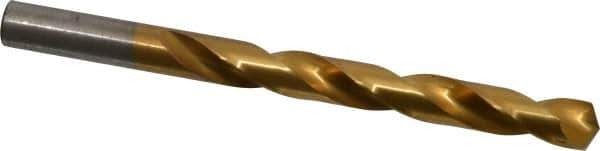 Hertel - 15/32" 135° High Speed Steel Jobber Drill - TiN Finish, Right Hand Cut, Spiral Flute, Straight Shank, 5-3/4" OAL, Split Point - Industrial Tool & Supply