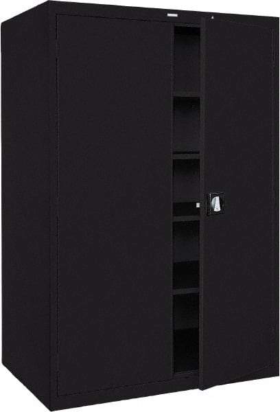 Sandusky Lee - 5 Shelf Locking Storage Cabinet - Steel, 46" Wide x 24" Deep x 72" High, Black - Industrial Tool & Supply