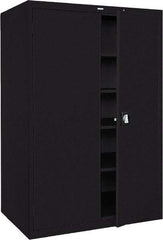 Sandusky Lee - 5 Shelf Locking Storage Cabinet - Steel, 46" Wide x 24" Deep x 72" High, Black - Industrial Tool & Supply