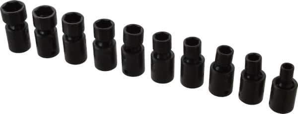 Proto - 10 Piece 3/8" Drive Standard Impact Socket Set - 6 Points, 8 to 17mm, Metric Measurement Standard - Industrial Tool & Supply