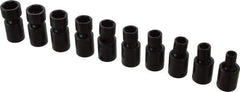 Proto - 10 Piece 3/8" Drive Standard Impact Socket Set - 6 Points, 8 to 17mm, Metric Measurement Standard - Industrial Tool & Supply
