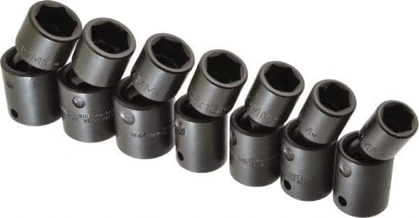 Proto - 7 Piece 1/2" Drive Standard Impact Socket Set - 6 Points, 13 to 19mm, Metric Measurement Standard - Industrial Tool & Supply